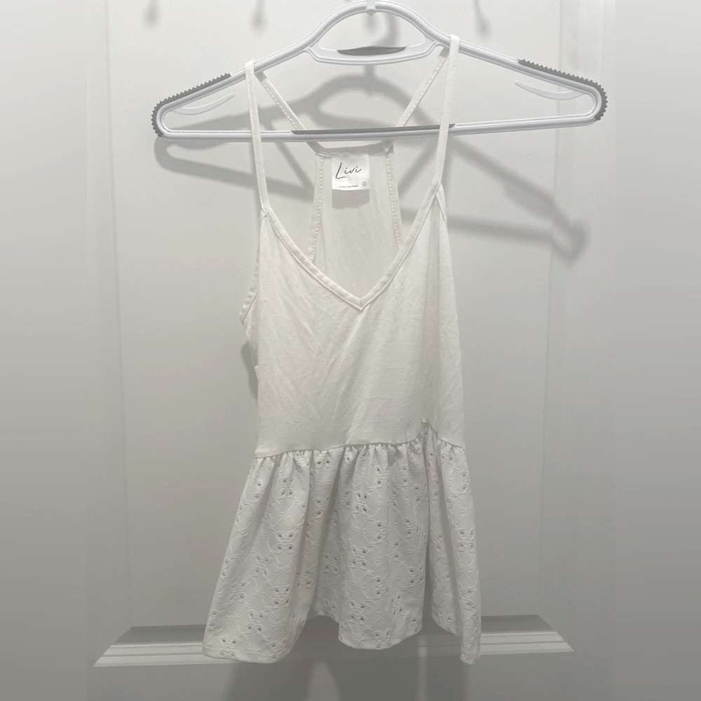 🌊👙☀️🕶️ Olivia Rae White Peplum Camisole Top